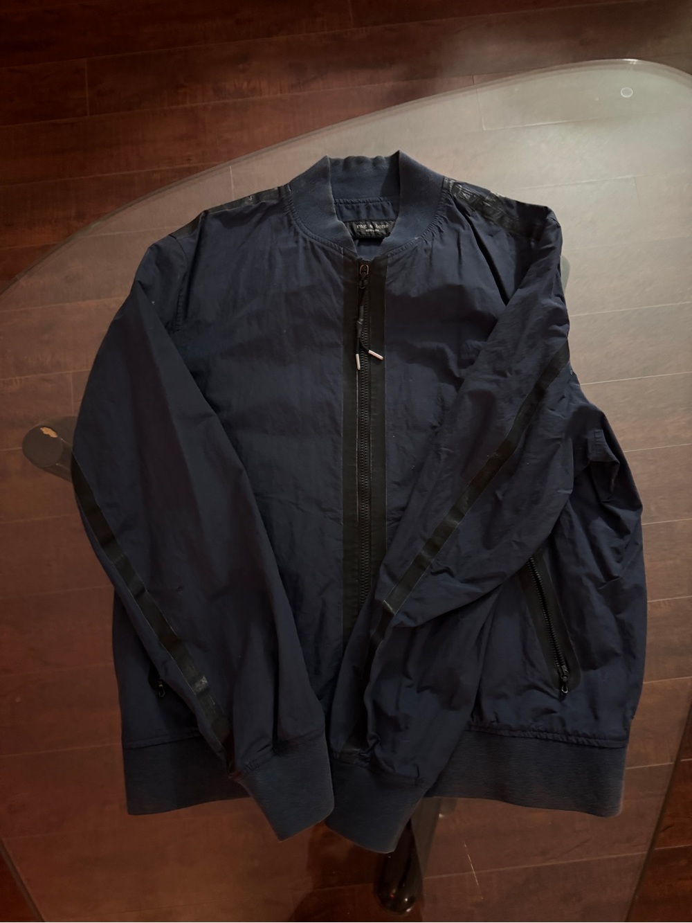 rag & bone Men's Navy Bomber Jacket with Black Trim